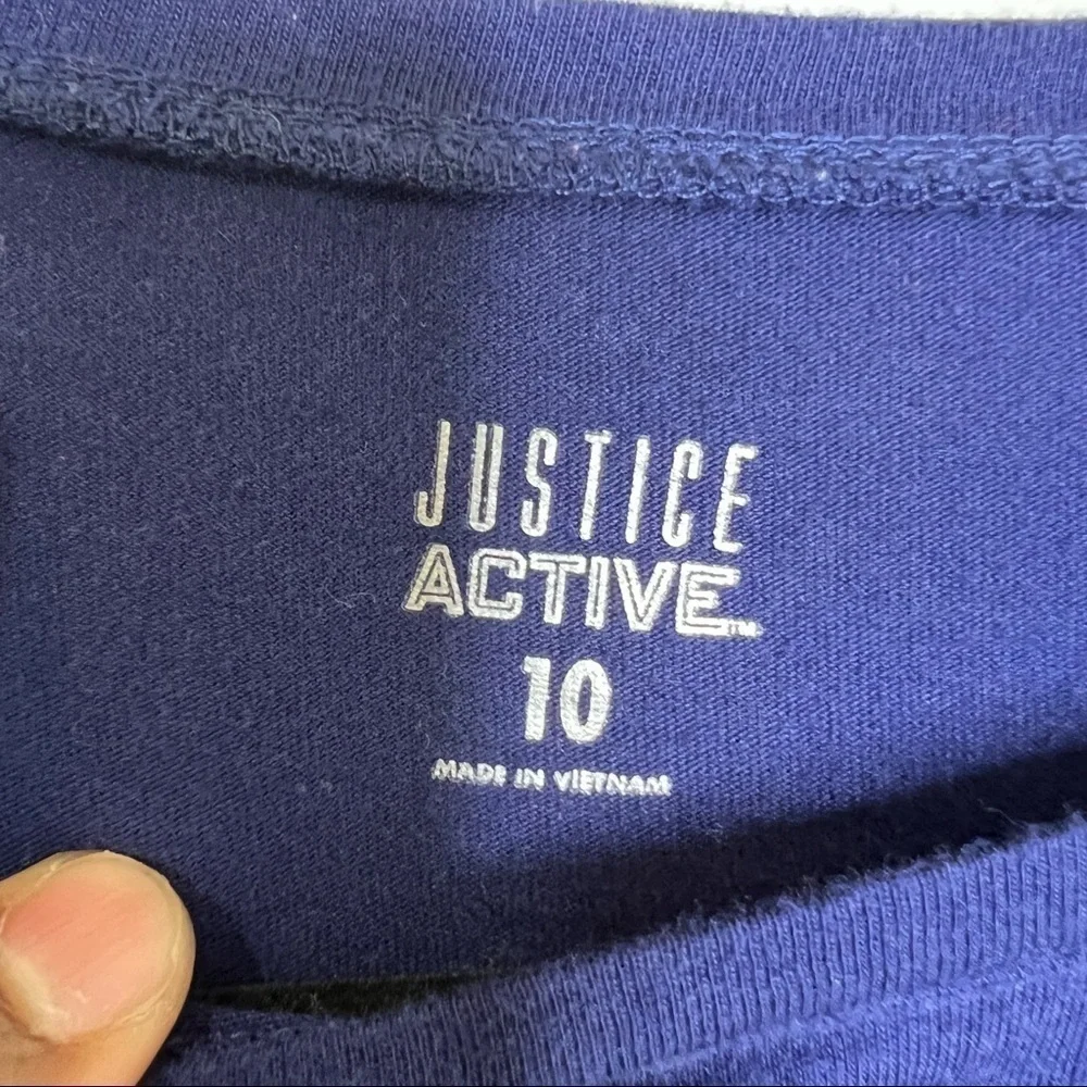 Justice Active Blue Tee Girls Shirt School Play Recess Casual 10
